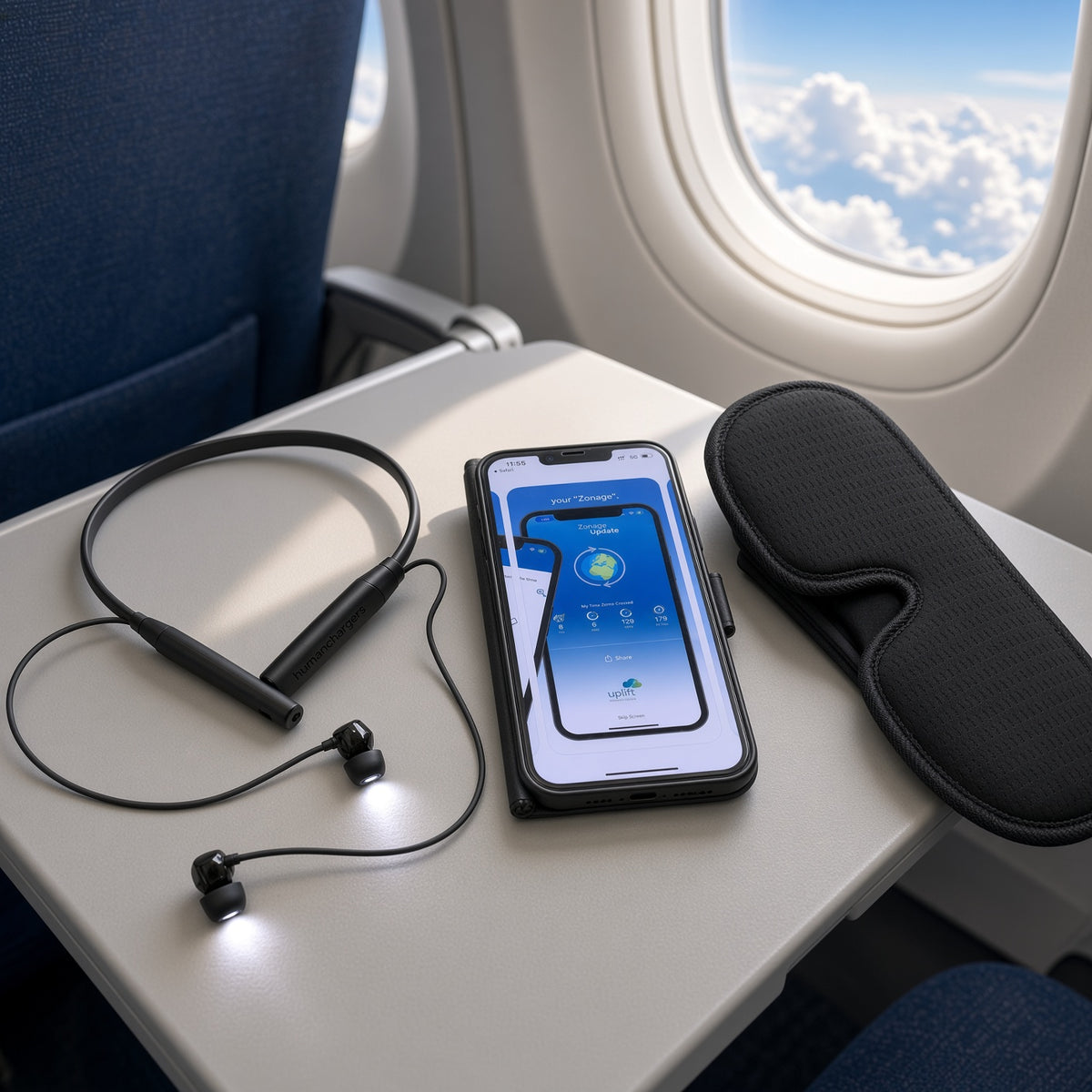 Jet Lag Bundle: HumanCharger + Sleep Mask + Uplift Jet Lag App